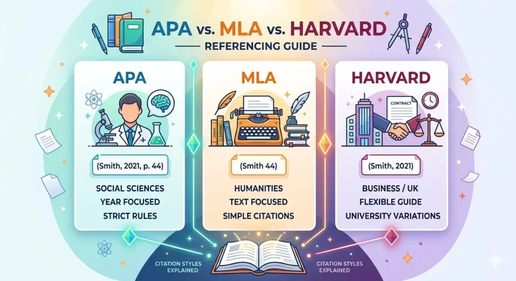 APA vs MLA vs Harvard Referencing